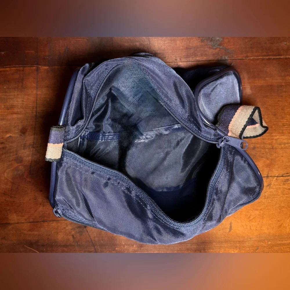 Vintage Jordache Micro Duffel Bag 2-Pocket Navy Blue Nylon 10x7x6”